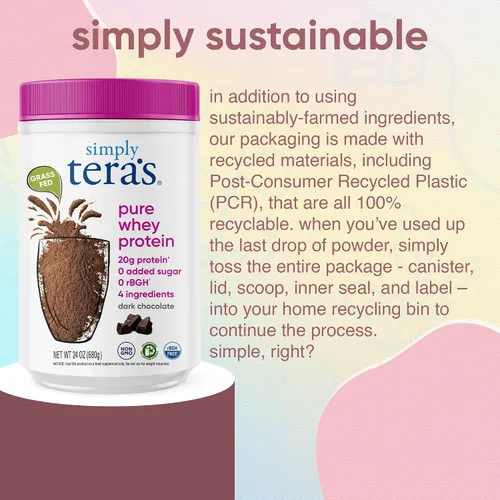 Miniatura 7 de simply tera's Polvo de Proteína de Suero Puro - Polvo de Proteína Limpia de Chocolate Oscuro, Polvo de Proteína de Suero de Leche Alimentada