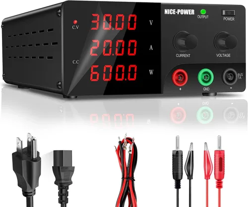 Miniatura 14 de NICE-POWER Fuente de alimentación de CC variable, fuente de alimentación de banco de alta potencia de 15V 60A 900W con perilla de codificador