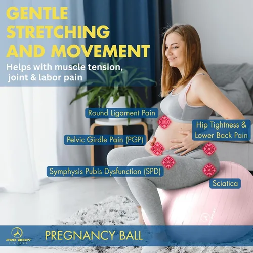 Miniatura 2 de ProBody Pilates Pregnancy Ball - Yoga Ball for Pregnancy with Book, Prenatal, Labor & Postnatal Maternity Exercise Rosa
