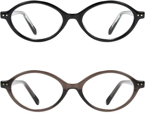 Miniatura 16 de Slocyclub - Lentes de bloqueo de luz azul de moda ovaladas para mujeres y hombres, anteojos vintage con armazón pequeño ovalado retro, Whiskey