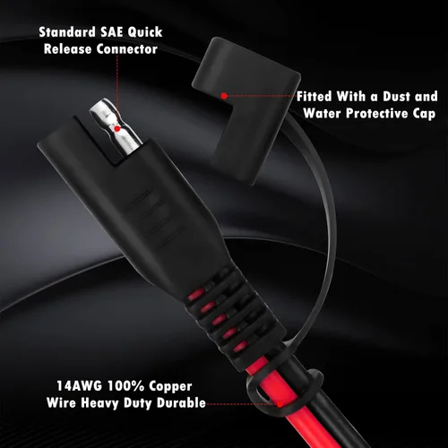 Miniatura 5 de CUZEC 1FT/1.0 ft 16AWG SAE a enchufe adaptador de enchufe enchufe con conector SAE (CU10400B)