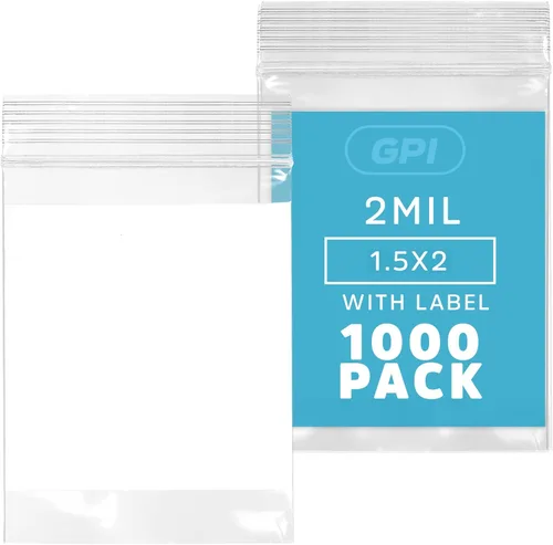 Miniatura 12 de GPI Caja de 1000 bolsas de plástico transparente recerrable con cremallera de 3" x 4" - A granel de 2 mil de grosor, bolsitas de poli fuertes