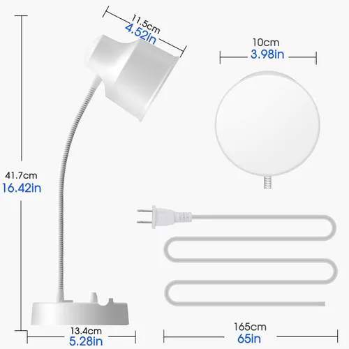 Miniatura 3 de Lámpara de escritorio LED Energetic con soporte para teléfono, lámpara de mesa con toma de corriente, cuello de cisne flexible ajustable, 4000K, luz