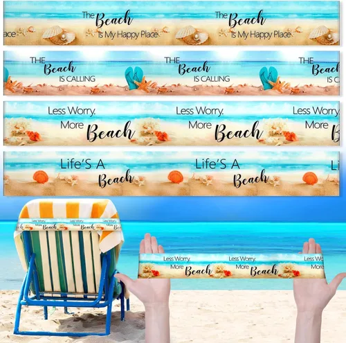 Miniatura 11 de Boao 8 Piezas Bandas de Toalla Grandes para Sillas de Playa 15.75" x 1.97" Bandas de Toalla para Sillas de Crucero Clips Elásticos a Prueba