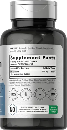 Miniatura 2 de Horbäach Magnesio 500mg 180 Cápsulas Suplemento vegetariano, sin OMG y sin gluten