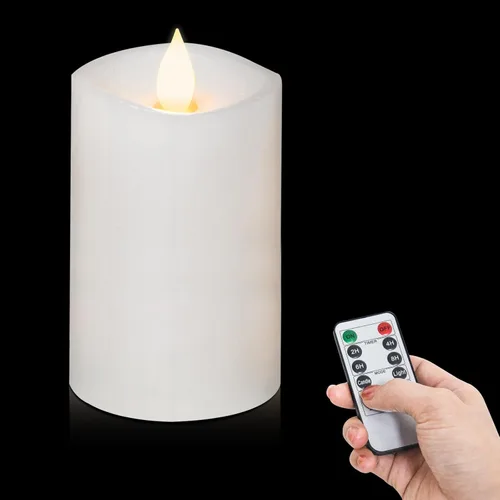 Miniatura 7 de Velas sin llama de 3 x 3 que funcionan con pilas con temporizador remoto, duran 600 horas, velas de batería parpadeantes, velas LED eléctricas