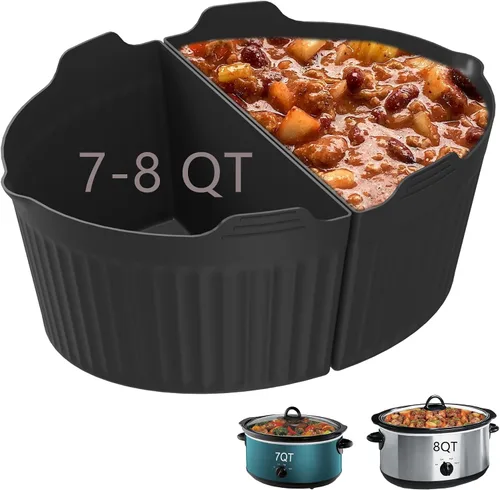 Miniatura 9 de Forros de Silicona Compatibles con Ollas de Cocción Lenta/Slow Cookers de 7 a 8 Cuartos, Inserto Divisor de Olla de Cocción Lenta Compatible