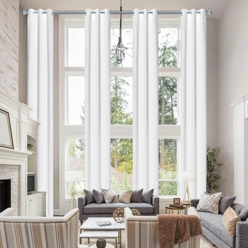 Miniatura 8 de Cortinas opacas extralargas con ojales, de 132 pulgadas de largo, cortinas para techos altos para sala de estar y loft (1 panel, beige, 52"x132")