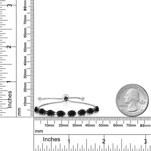 Miniatura 200 de Gem Stone King Pulsera de plata de ley 925 con piedra natal ovalada de 0.276 x 0.197 in para mujer, totalmente ajustable hasta 9 pulgadas