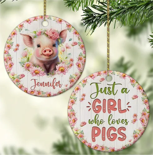 Miniatura 23 de Hyturtle Adorno de Navidad personalizado para los amantes de los osos, adorno de cerámica con nombre personalizado de Just A Girl Who Loves Bears