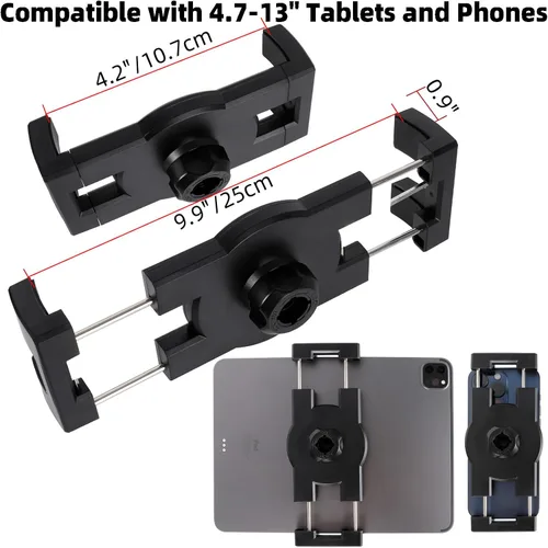 Miniatura 6 de Soporte de tablet para camión, base de taladro resistente con brazo de aluminio para tableta, automóvil, pared, barco, escritorio, compatible