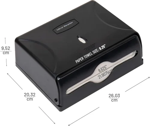 Miniatura 3 de Mind Reader Dispensador de toallas de papel, soporte de toalla de tres pliegues, baño, montaje en pared, baño, 10.25 pulgadas de largo x 3.75 Negro