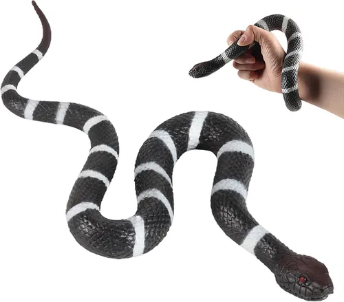 Hsxfl Juguete realista de serpiente falsa de goma suave y realista que mantiene alejados a pájaros y ardillas, juguetes de serpiente de coral para
