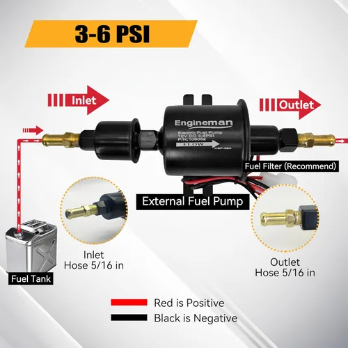 Miniatura 4 de Kit de bomba de combustible eléctrica universal de 12 V 3-6 PSI de baja presión con filtro de combustible de 6.56 pies 5/16 pulgadas ID de repuesto