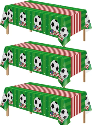 Miniatura 24 de Kelool Decoraciones del 250 aniversario de Estados Unidos, paquete de 3 manteles patrióticos de 54 x 108 pulgadas, mantel rectangular desechable