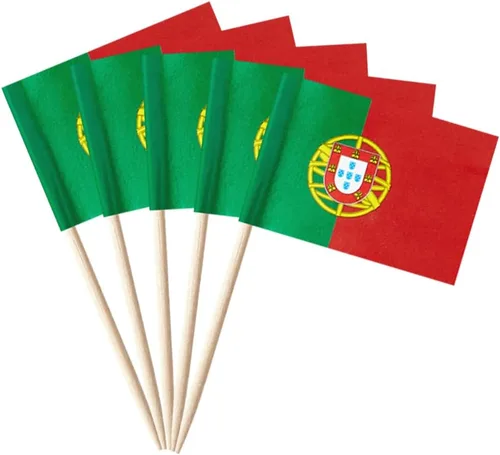 Miniatura 11 de stidsds 100 banderas de Albania con palillos de dientes de Albania, mini adornos pequeños para cupcakes albaneses, banderas de palo para fiesta