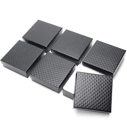 MESHA 52 cajas de joyería de cartón, 3.5 x 3.5 x 1 pulgadas, caja de regalo de algodón con tapa, cajas de joyería para pequeñas empresas, embalaje,