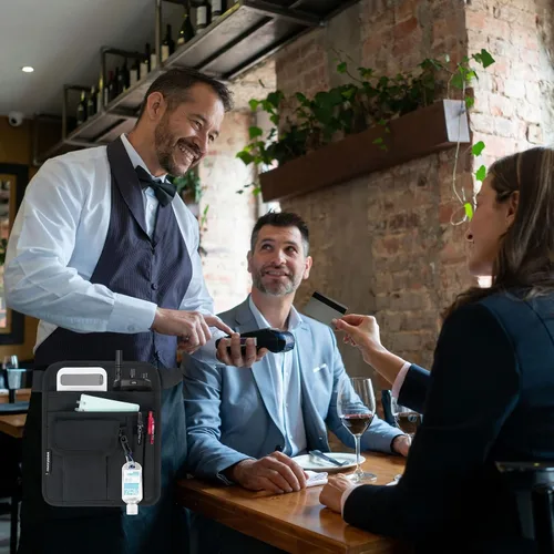 Miniatura 6 de Bolsa de cintura para servidor, bolsa de accesorios para camarera de restaurante, bolsa de dinero y utilidades para trabajar como camarero o camarera
