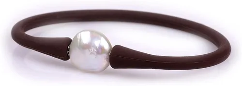 Miniatura 15 de GEM-Inside Big - Pulsera de joyería de perlas de 0.512 in para dama de honor, color negro, apilable, goma de silicona, elástica, perlas cultivadas