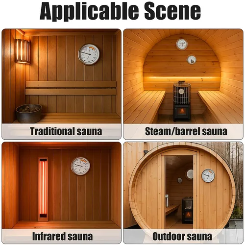 Miniatura 5 de Combo de termómetro e higrómetro para sauna – Medidor preciso de temperatura y humedad para salas de sauna, Rango de temperatura 70-250°F, Rango
