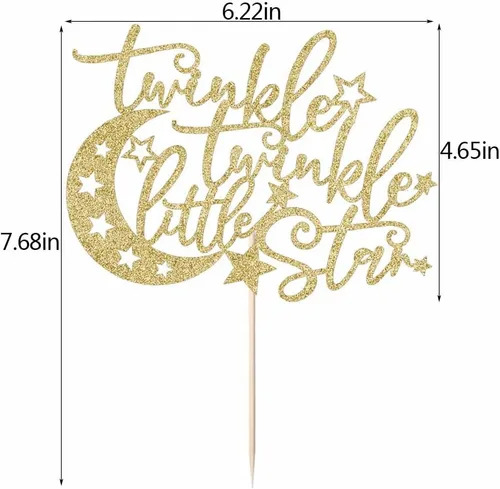 Miniatura 4 de Decoración para tartas Twinkle Little Star, bonita decoración temática de estrellas y luna, ideal para baby showers, decoraciones de fiesta