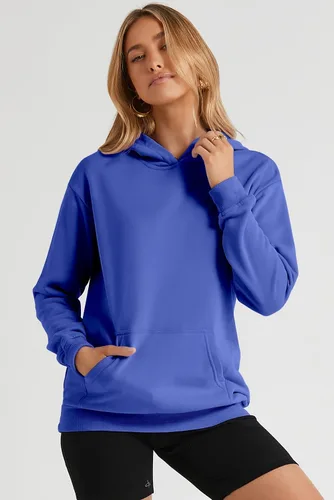 Miniatura 4 de SHEWIN - Sudadera casual con capucha de manga larga para mujer, ligera, color liso, holgada, con bolsillo