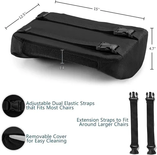 Miniatura 4 de ComfiLife - Cojín de respaldo lumbar para silla de oficina y asiento de coche, de espuma viscoelástica, con correa ajustable y malla 3D transpirable