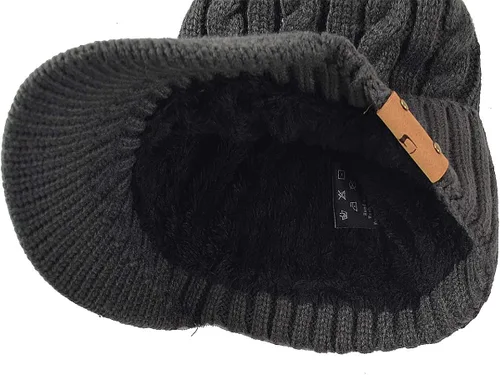 Miniatura 6 de FORBUSITE Gorro de punto para hombre con visera para invierno y mujer gorro grueso con ala