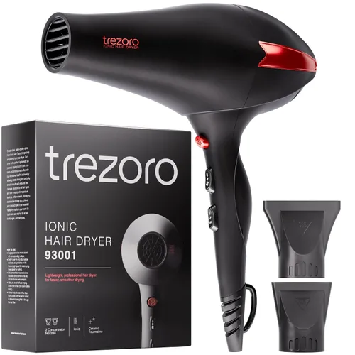 TREZORO Secador de pelo profesional para mujer, secador de pelo iónico de 2000 W para salón y uso personal, potente, secado rápido y silencioso para