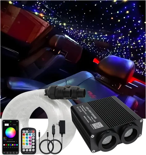 Miniatura 10 de 32W RGBW APP luces de fibra óptica, kit de luces de techo de estrella de tamaño pequeño, activadas por música, 450 piezas, 0.75mm, 9.8 pies/3m