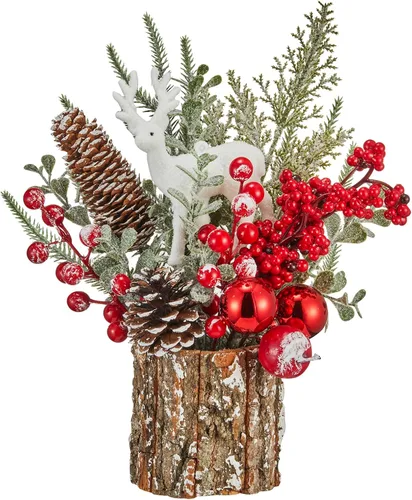 Miniatura 5 de Decoración Navideña Árbol de Navidad pequeño con luces - Mini árbol de Navidad artificial de mesa iluminado con adornos navideños gnomos