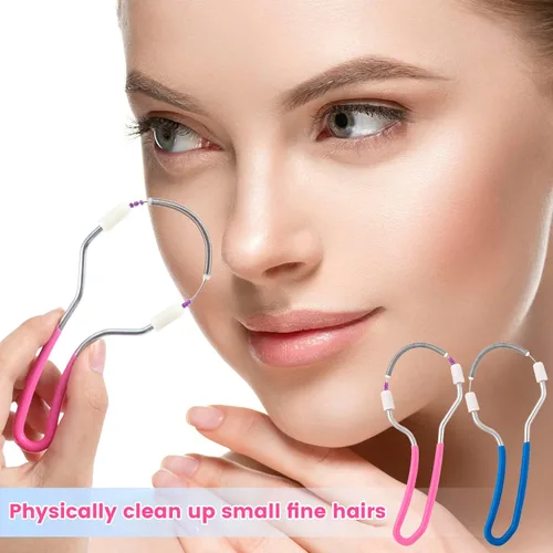 Miniatura 7 de 2 unidades de removedor de vello facial manual, depiladora portátil de acero inoxidable con cuentas, removedor de vello facial suave para mujeres