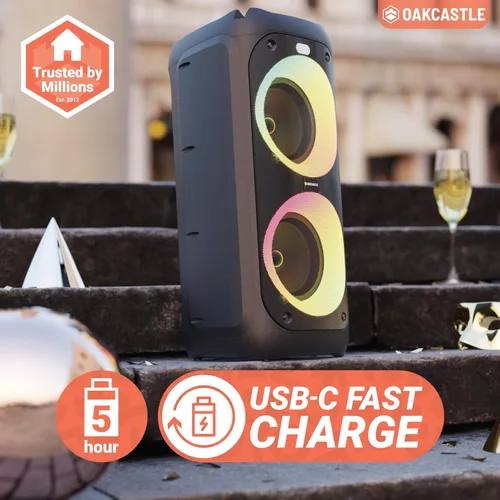 Miniatura 5 de Altavoz portátil Bluetooth para fiesta Potencia de 80W y batería recargable de hasta 5H Gran altavoz Bluetooth 2.0 con micrófono con cable