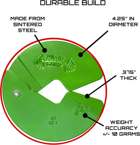 Miniatura 3 de Micro Gainz - Placa fraccional para mancuernas de 1.25lb, ideal para micro cargas, (elige color) juego de 4 placas fraccionales, diseñadas para Verde