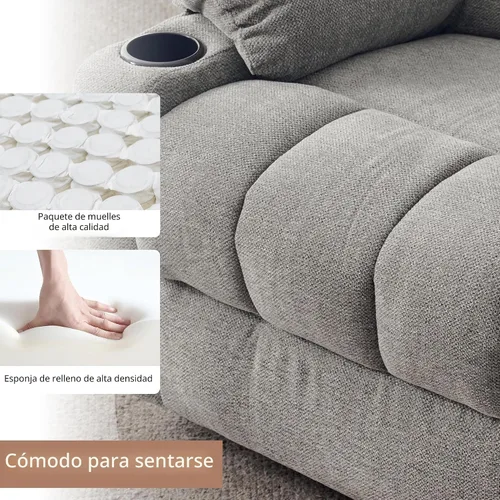 Miniatura 4 de Ketaiyou - Silla reclinable giratoria para adultos, sillón deslizante manual grande y acolchado con masaje y calor, cómodo sofá reclinable de tela