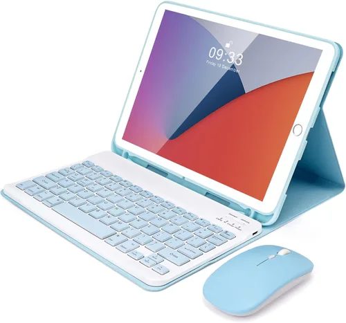 Miniatura 20 de SOPPY Funda con teclado Bluetooth y mouse para iPad de 11ª generación (A16) de 11 pulgadas 2025, 10ª generación de 10.9 pulgadas 2022, funda Azul
