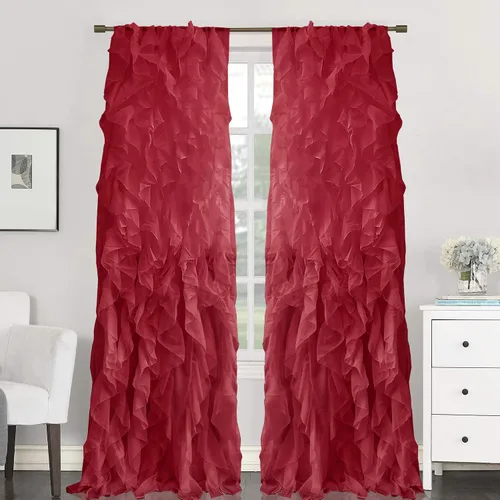 Miniatura 23 de Sweet Home Collection Paquete de 2 Paneles de Ventana Cortinas de Gasa Transparente con Volantes Verticales en Cascada Gris