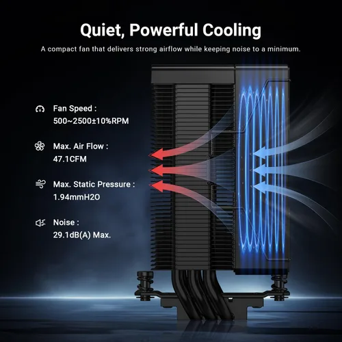 Miniatura 5 de ID-COOLING Enfriador de aire para CPU SE-903-XT V2, ventilador PWM de 3.93 pulgadas, tubos de calor de tacto directo, diseño de torre compacta, bajo