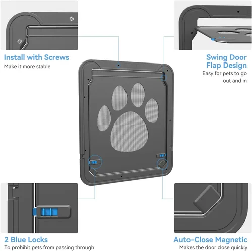 Miniatura 2 de Puerta de perro para puerta mosquitera, puerta para mascotas para puerta corrediza de mascotas con cerradura para perros pequeños a grandes