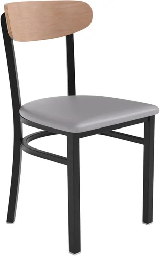 Miniatura 17 de Flash Furniture Wright - Silla de comedor comercial, respaldo de madera con acabado de abedul natural, asiento de vinilo negro, 500 libras