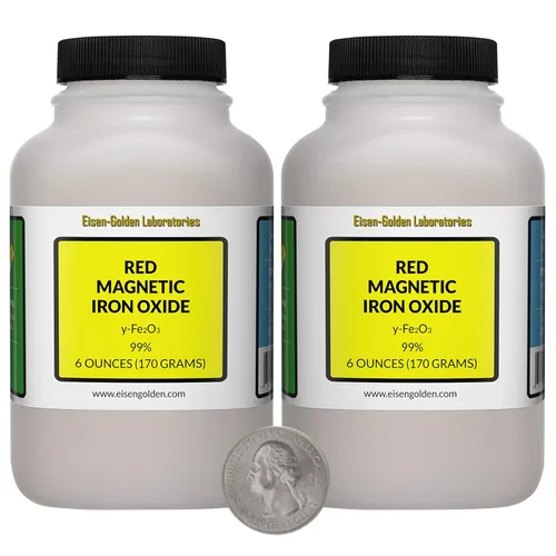 Miniatura 6 de Óxido de hierro magnético rojo [y-Fe2O3] 99% USP polvo de grado alimenticio 12 onzas en 4 botellas