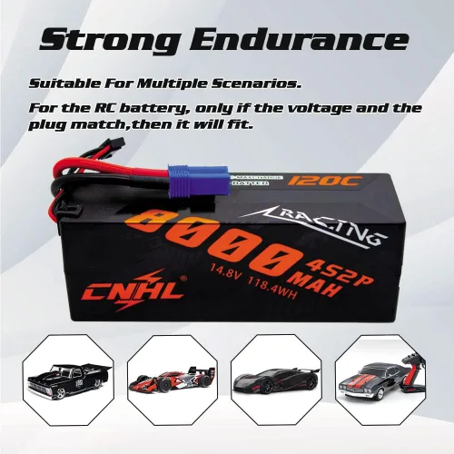 Miniatura 5 de CNHL 4S Lipo Batería 8000mAh 120C 14.8V con conector EC5 Estuche rígido para RC Car Truck Tank Buggy Truggy Racing Hobby
