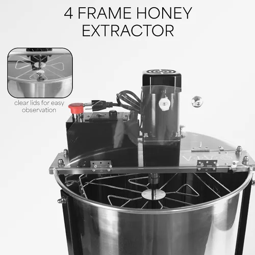 Miniatura 3 de VIVO Extractor eléctrico de miel de 8 marcos (4 marcos profundos), equipo de procesamiento de miel de acero inoxidable de grado alimenticio, girador