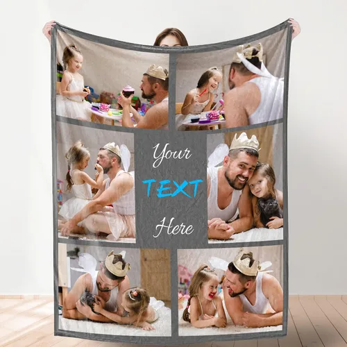 Miniatura 6 de YESCUSTOM Manta de fotos personalizada con 10 textos de fotos, fabricada en Estados Unidos, regalo para familiares, amigos, amantes para cumpleaños