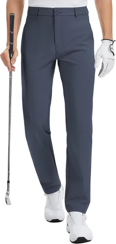 Miniatura 8 de LETAOTAO Pantalones de golf altos para hombre, pantalones de vestir de trabajo de 32/34 pulgadas, 36/38 pulgadas, elásticos, ligeros, de ajuste
