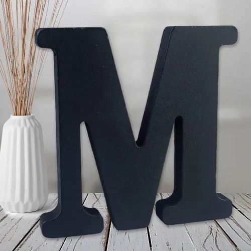 Miniatura 19 de AOCEAN Letras de madera de 6 pulgadas en negro, letra de madera sin terminar para letras decorativas de pared, letras en relieve, letrero de corte B