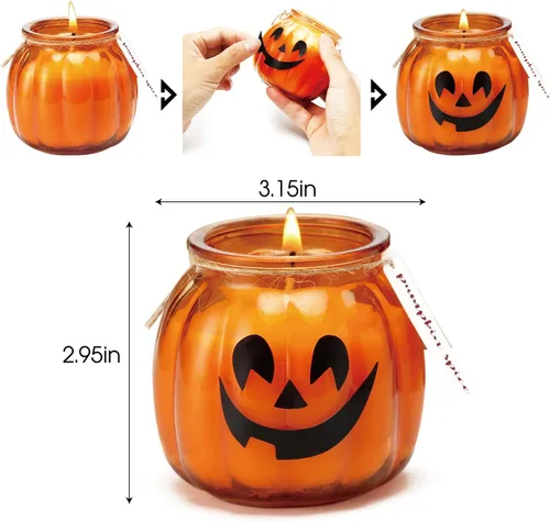 Miniatura 5 de 3Pcs Pumpkin Shaped Candles, Fall Scented Candle,Pumpkin Spice Scented Candle Set of 3 (Orange)