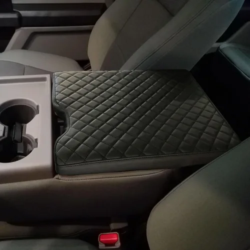 Zxiaochun Funda de consola central para Ford F150 2015-2025/F250 F350 F450 2017-2025 de cuero para reposabrazos, tapa de consola central, accesorios
