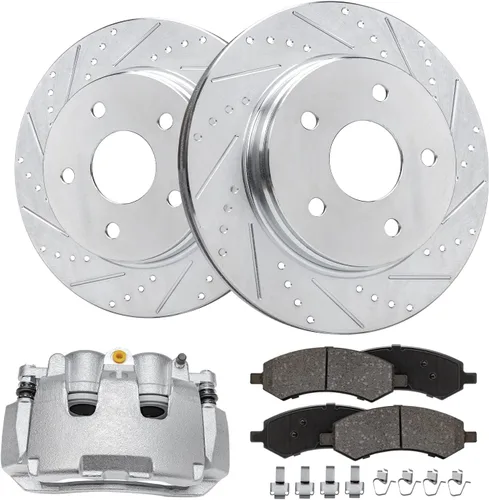 Miniatura 29 de Detroit Axle - 4 rotores de freno para Chevrolet Cruze Volt Orlando Verano, rotores de freno de disco perforados y ranurados de repuesto : rotor