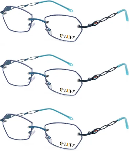 Miniatura 13 de LUFF Rimless Reading Glasses for Women Blue Light Computer Readers Lightweight 16g Metal Frame Eye Strain Relief plateado